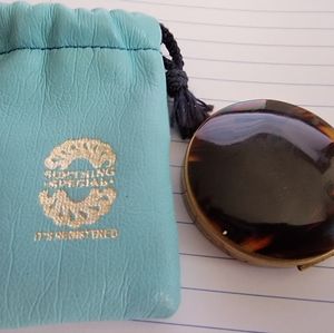 Vintage brass powder double chamber compact box with mirror